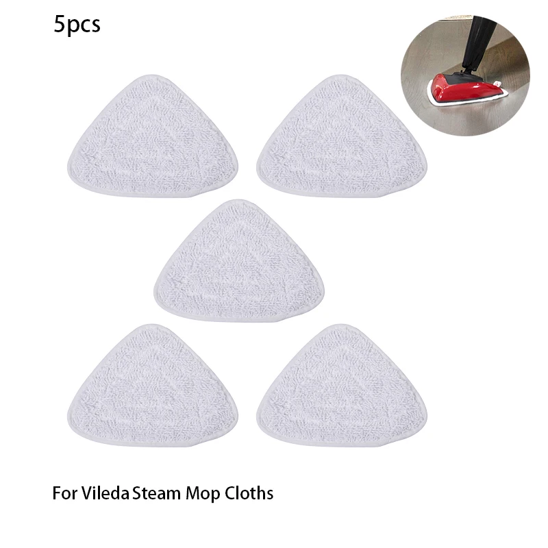 5pcs Quality Microfiber Steam Mop Pad,Steam Cleaner Parts Triangle Replacement Cloths For Vileda