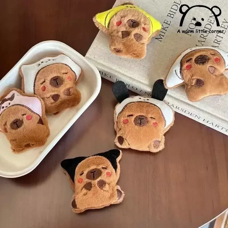 Cute Capibara Plush Keychain Cute Headgear Little Guinea Pig Doll Pendant Backpack Decoration Plush Pendant Birthday Gift