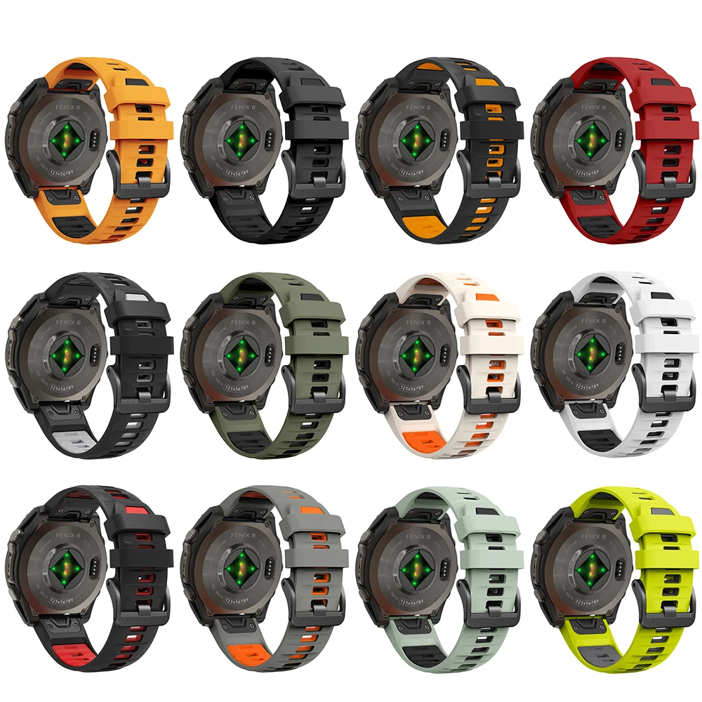 Quick Fit 22mm 26mm Screw Steel Buckle Silicone Strap Band For Garmin Tactix / Fenix 8 E 47mm 51mm 7 7X 6 6X 5 5X/Epix Bracelet