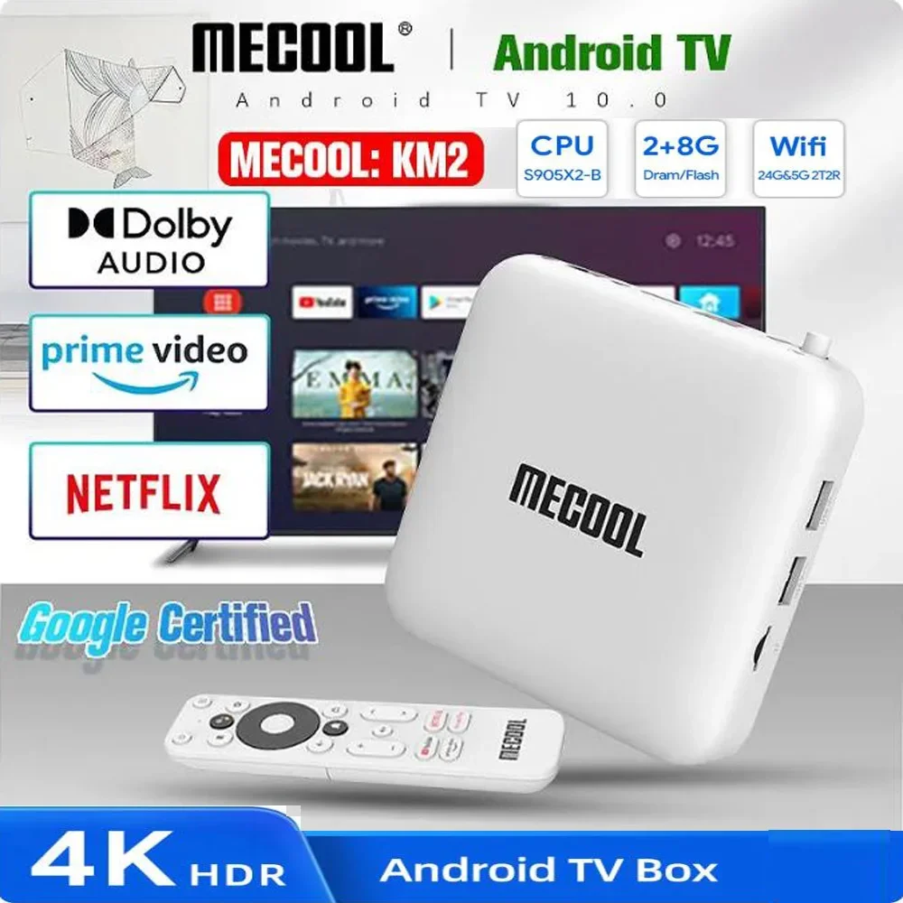 [Genuine]MECOOL KM2 Smart 4K TV Box Amlogic S905X2 2GB DDR4 USB3.0 SPDIF Ethernet WiFi Multi-streamer HDR 10 Widevine L1 Set Top