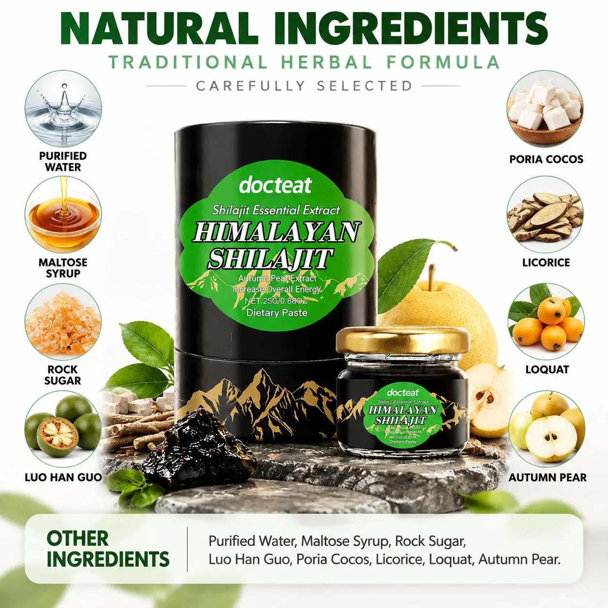 Honeysuckle Loquat Autumn Pear Dietary Paste 25g Herbal Blend Supports Daily Energy, Restful Sleep and Throat Comfort Anytime