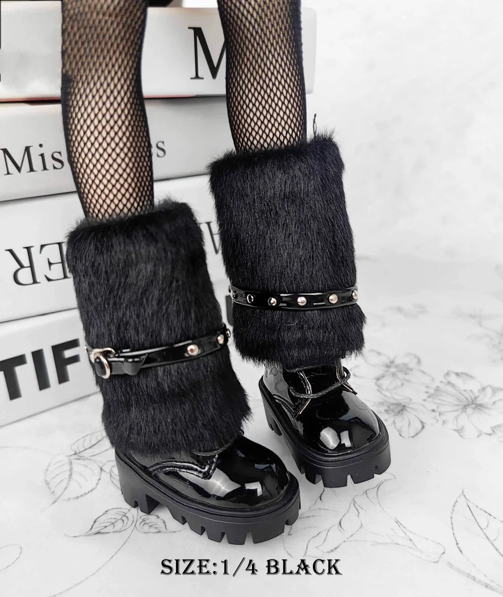 BJD Doll shoes suitable for 1/4 size thick soled fur boots Martin Boots 2 color into doll accessories