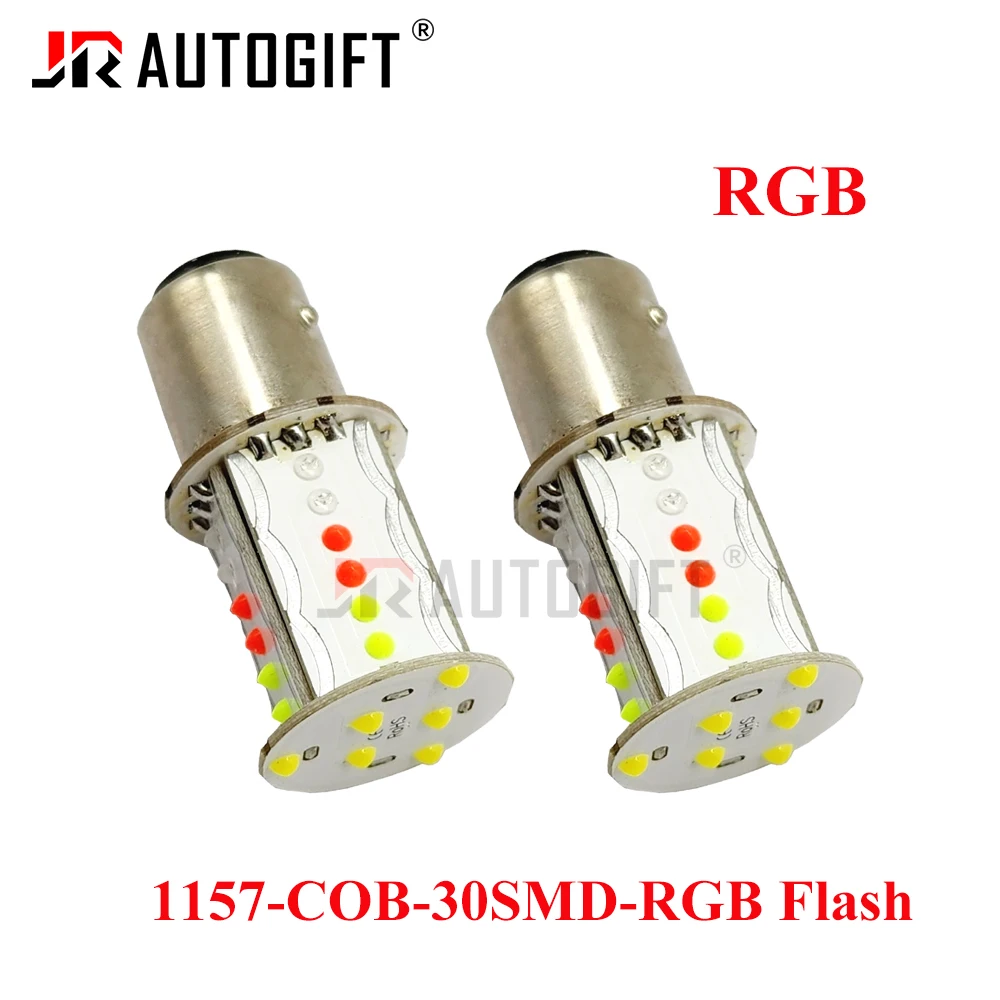 

20Pcs Strobe Flash RGB led 1157 BAY15D COB 30Chips Car Flash Brake Bulbs Lights Reverse Bulb Red Green White Blue 12V