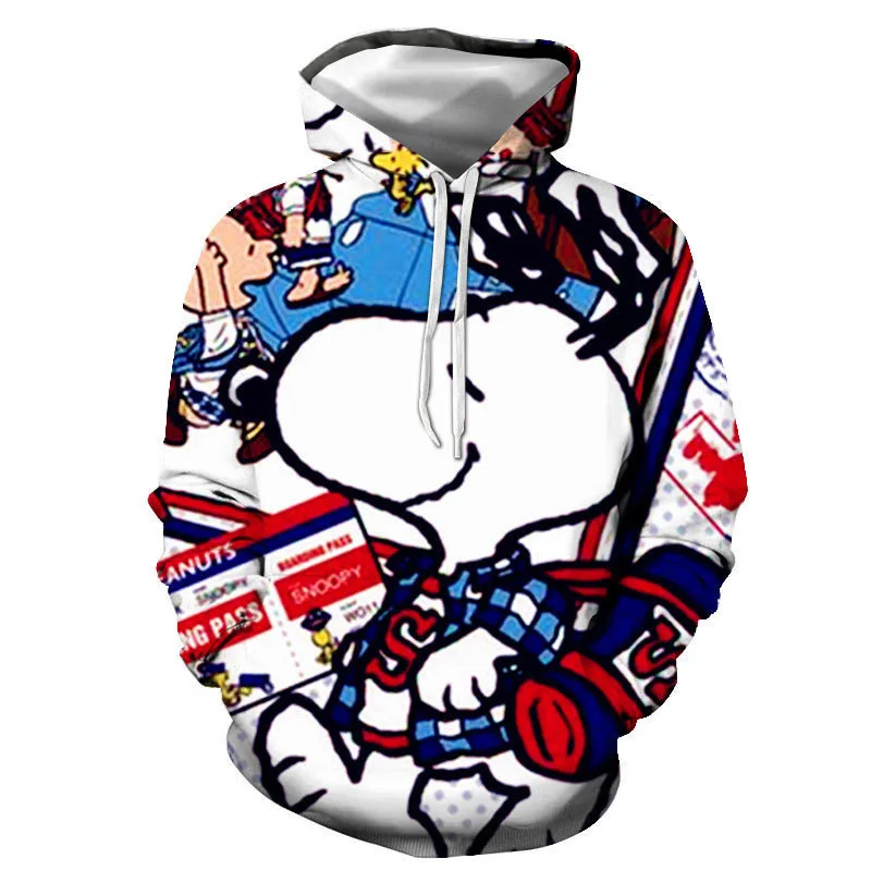 New Snoopy 3D Hooded Sweatshirt for Man Women Anime Prints Hoodie Spring Fall Cartoon Sweatshirts Sports Shirt Student Clothes