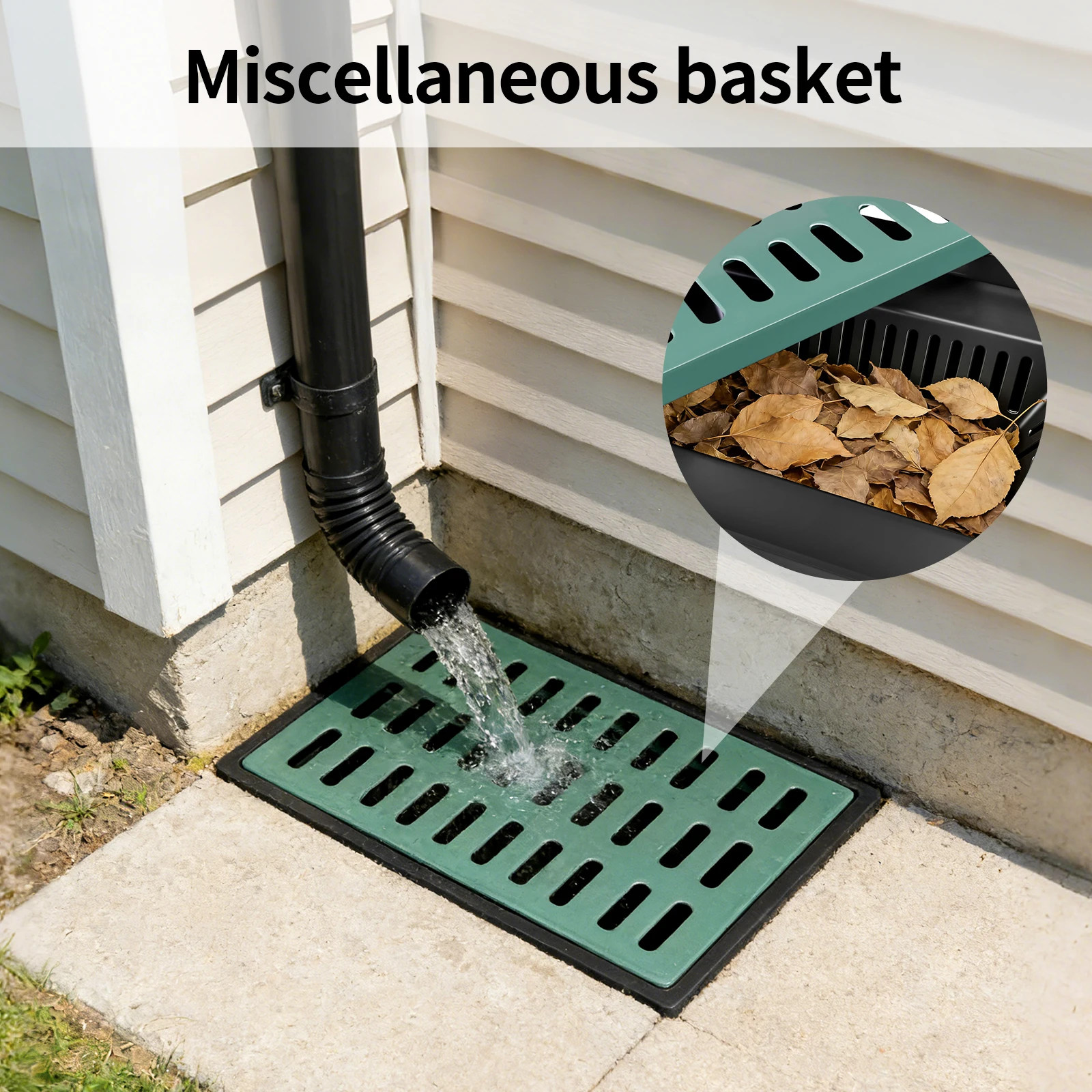 

Квадратный ливневый лоток с решеткой из стекловолокна и корзиной для мусора, большой дренажный лоток для двора/водостока/газона/муниципальных трубопроводов