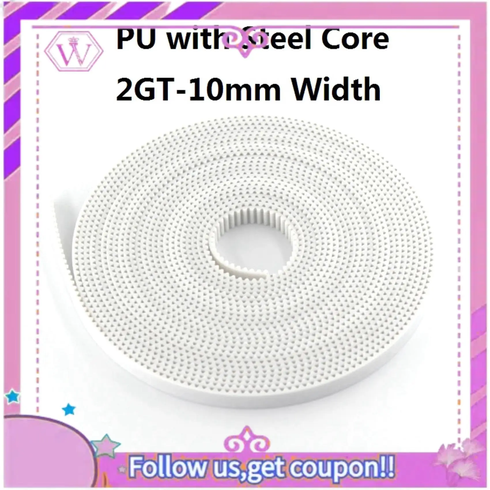 

1X полиуретановый ремень GT2 со стальным сердечником, 2 ГБ, ремень ГРМ и 10X GT2 20, беззубый диаметр 5 мм, алюминиевый натяжной шкив ремня ГРМ