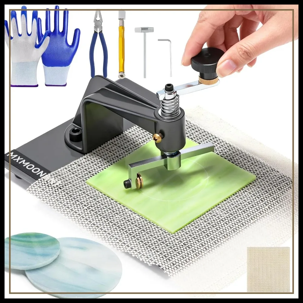 

Glass Circle Cutter 0.39-3.93'' Lens Cutting Tool with Non-Slip Rubber Pad & Glass Plier for Stained Glass, Mosaic, DIY