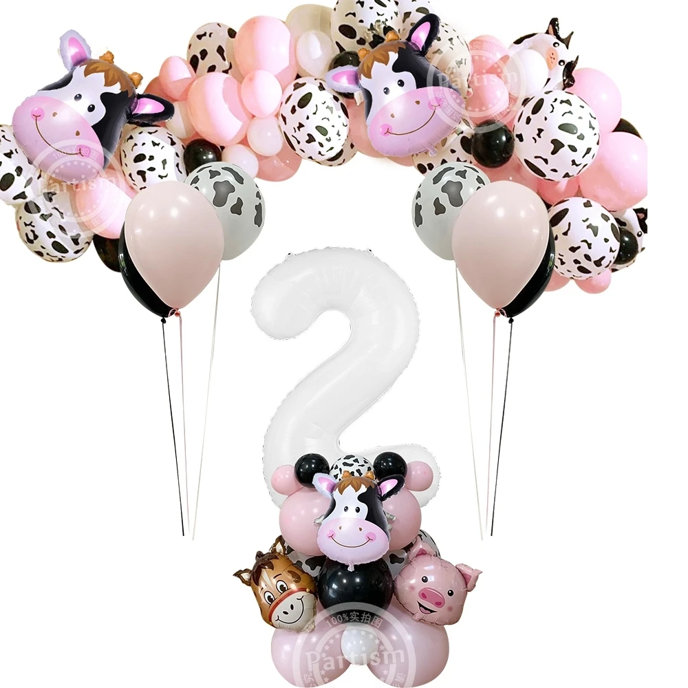 

29pcs Cow Farm Animal Balloon Set with White Number Balloon for Kids Farm Cow Themed Birthday Party Decorations DIY Party Supply