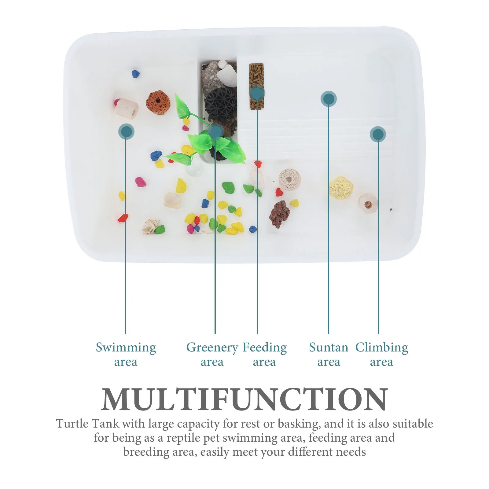 

1Set Turtle Tank Aquarium Large Capacity Plastic Turtle Habitat Tank Platform Rest Sunning Feeding Breeding Area Reptile Habitat