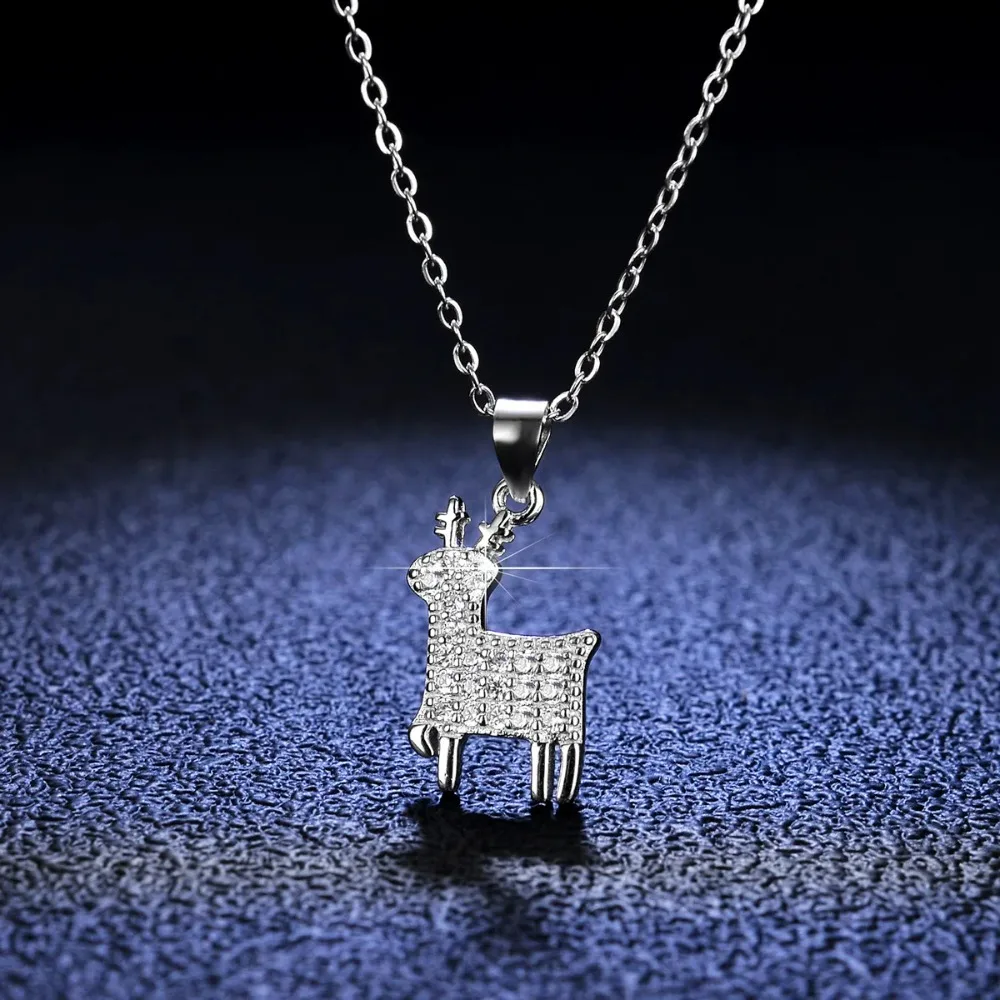 Lumira Fawn Lock Moissanite Diamond Necklace Christmas Antler Pendant Platinum PT950 Women's Jewelry Christmas Gifts