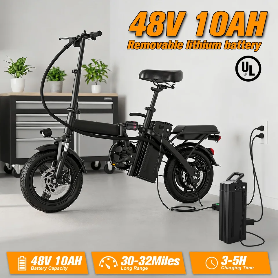 560W Electric Bikes for Adult,24MPH,14inch Folding Electric Bike,48V10.4AH Removable Battery,Multi-Shock Absorption Electric Bicycle image 6