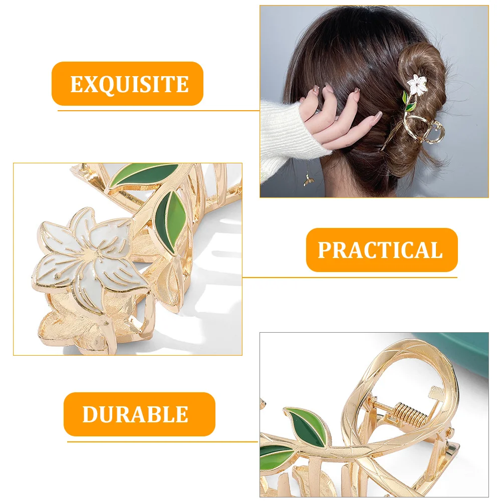 

2Pcs Metal Flower Hair Claw Clips Chic Lily Hair Clips For Women Decorative Accessories