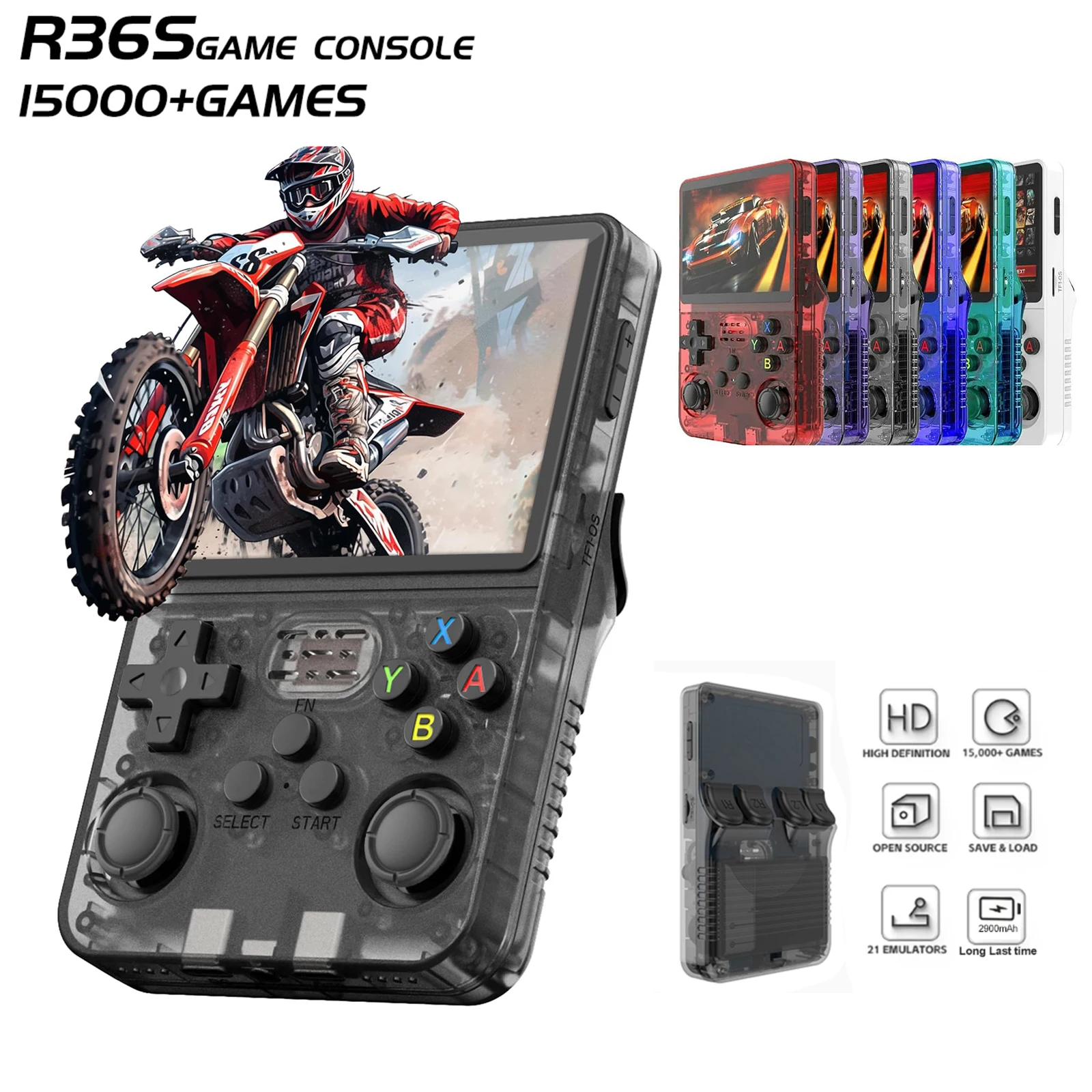 

R36S Open Source Retro Handheld Game Console Linux System 3.5 Inch HD IPS Screen Portable Video Player RK336 Long Battery Life