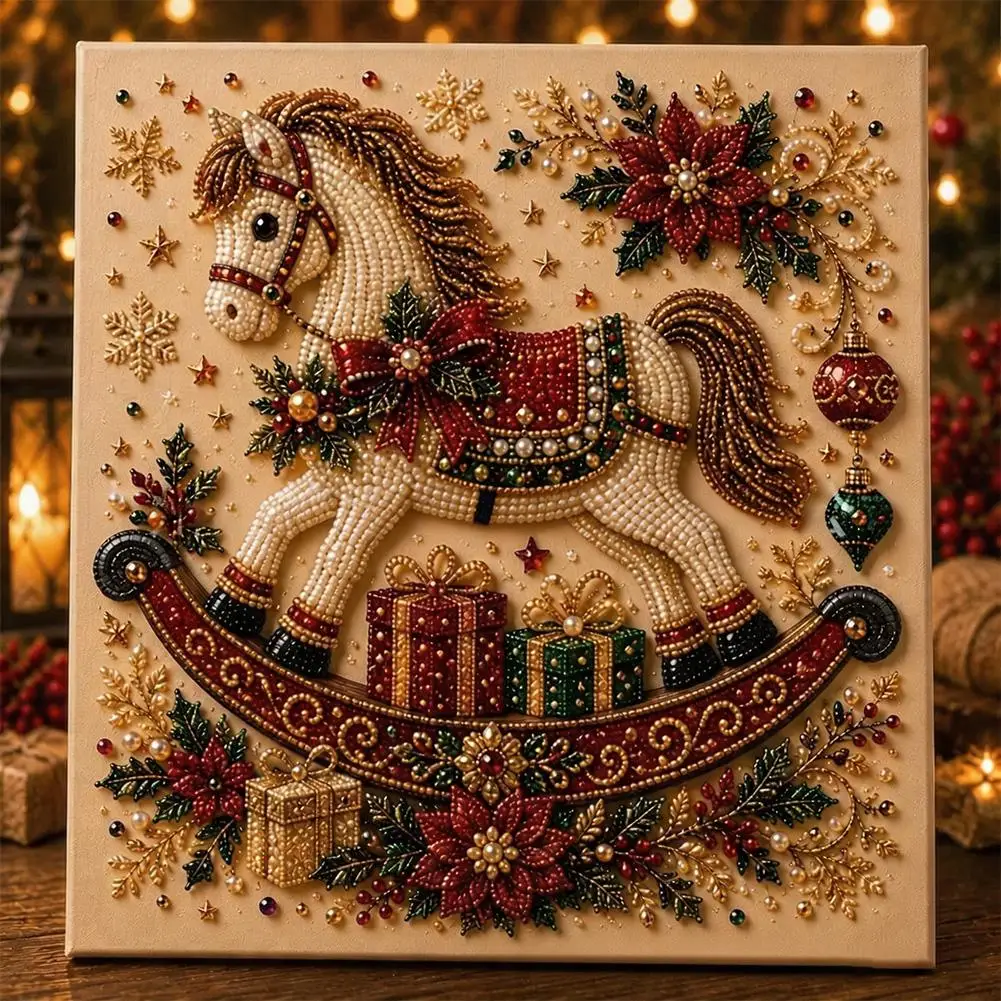 DIY Weihnachts-Perlenkunst-Sets 20x20cm Diamantmalerei Weihnachts-Perlenkunst-Set Weihnachtsmann Elch Auto DIY Dekorationsmalerei 2026 – Detail 20