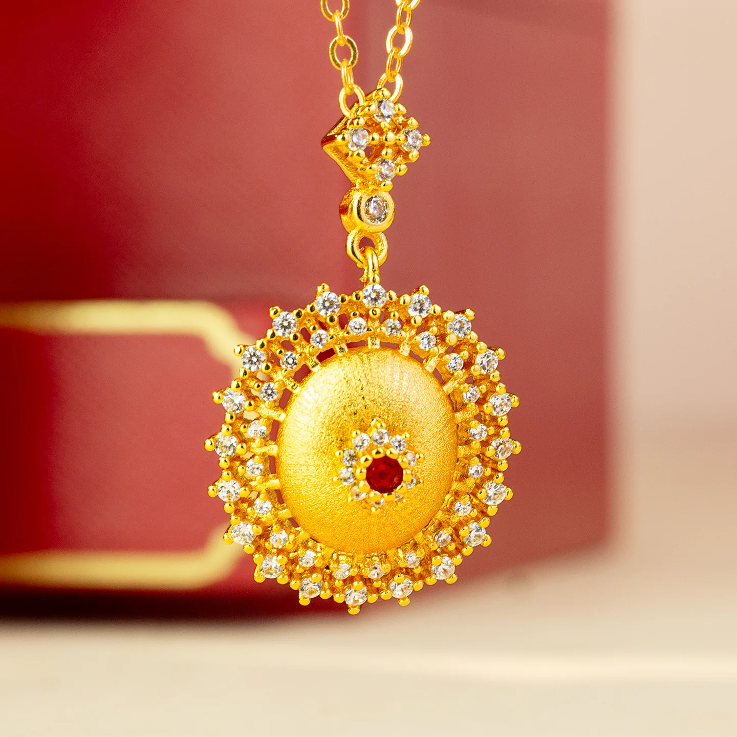 

Роскошная круглая подвеска из чистого золота 24 карата 9999, полая дрель для рисования, женская цепочка на ключицу