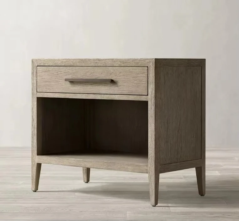 

Luxury Modern Furniture American Russian Oak Storage Open Bedside Table Solid Wood Country Design