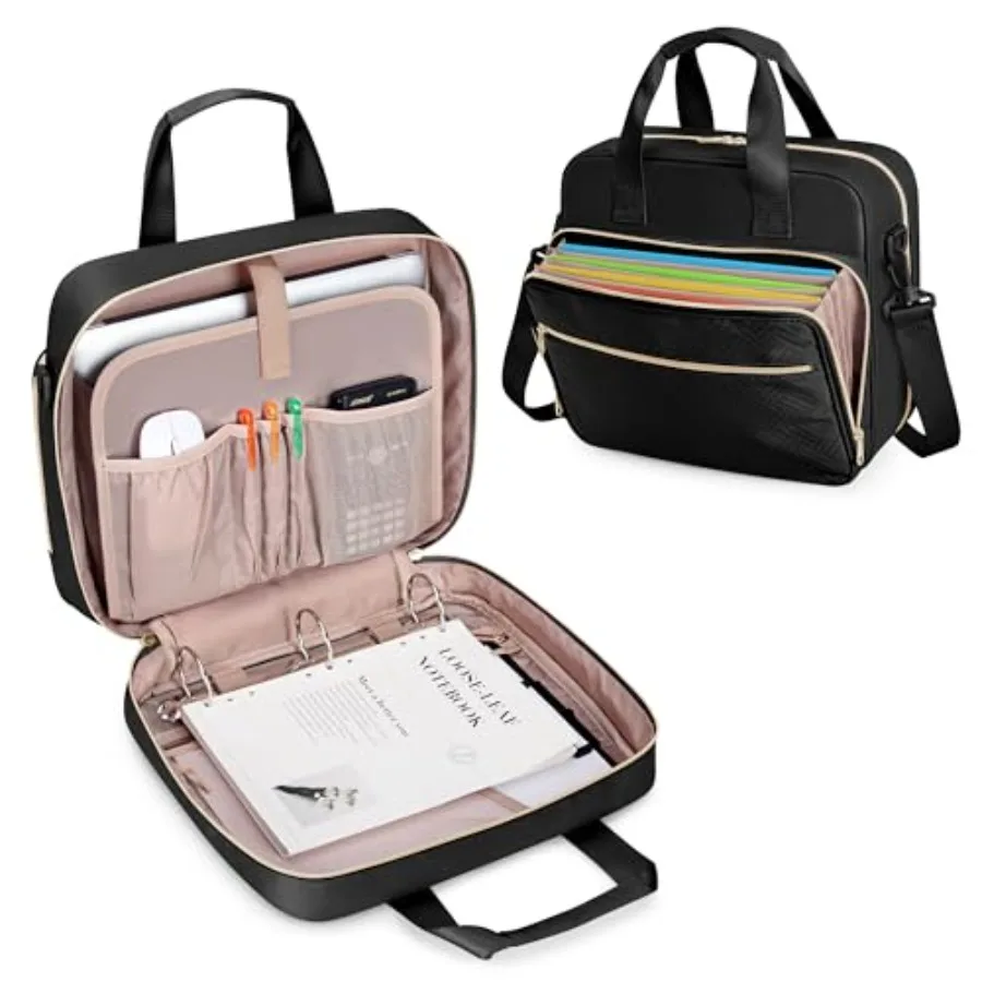 

3 Ring Zipper Binder 2 Inch Accordion File Organizer with Shoulder Strap Zip Up Binder with 500-Sheet Capacity