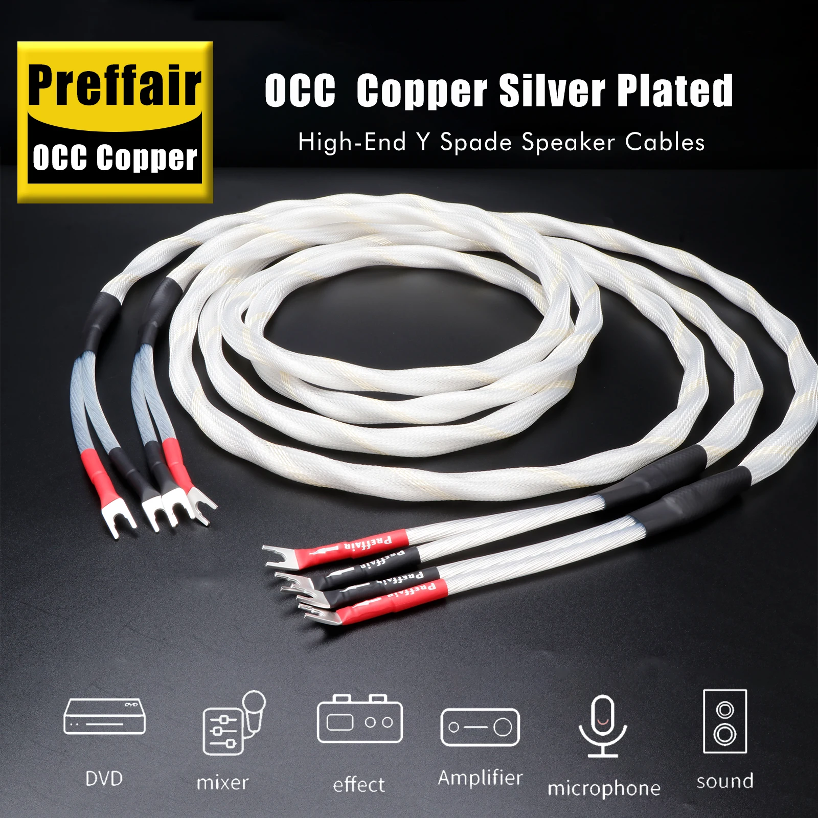 Preffair X420 OCC Silver-plated Hifi Speaker Cable High-End 24 Strands/2 Wires Twisted Speaker Amplifier Connecting Lines-1 Pair