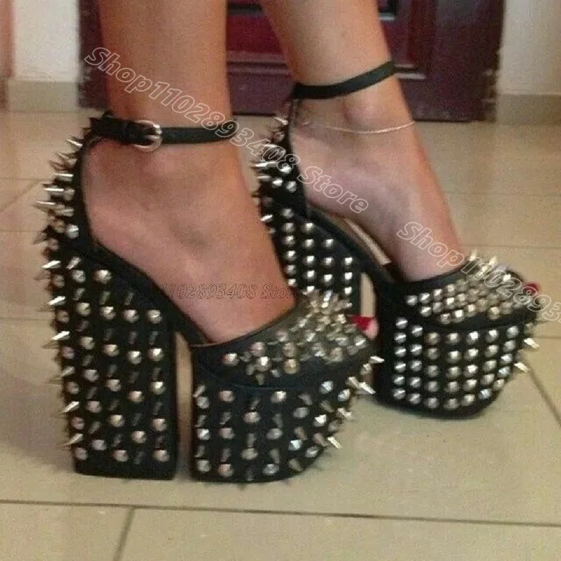 

Black River Chunky Heels Sandals Peep Toe Cover Heels British Style Ankle Buckle Summer Women Party Shoes Zapatos Para Mujere