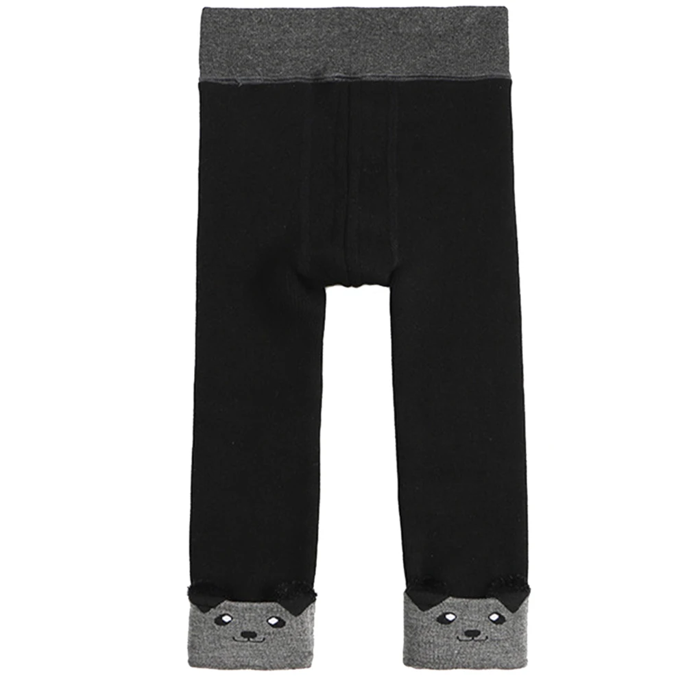 

Comfortable to Wear Warm Crotch Pants Adorable Kids Winter Cartoon Black Toddler