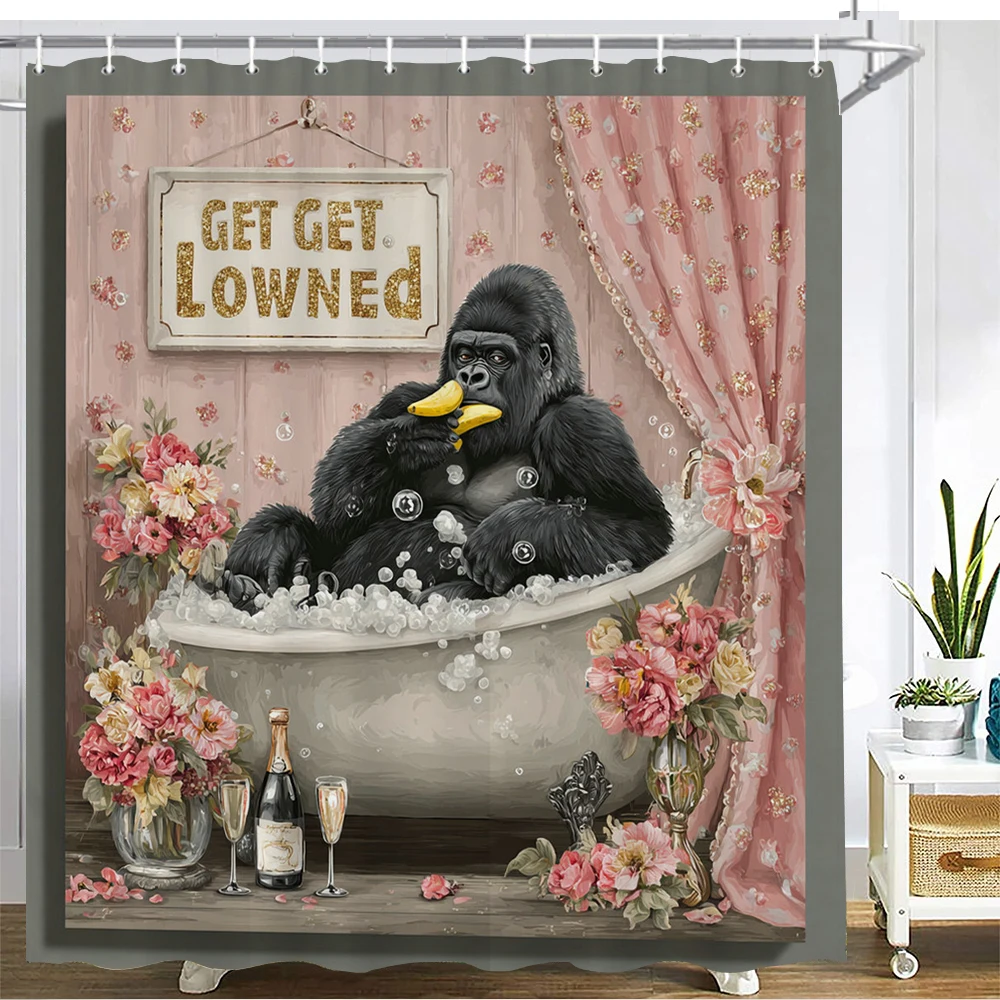 

Funny monkey pattern Shower Curtain Print Modern Creative and funny style Polyster Home Decor Bathroom Curtain with Hooks