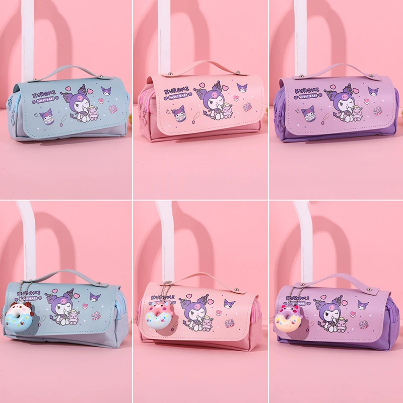 Kawaii Grande Capacidade Lápis Case, Multifuncional Kt Cat Pochacco Kuromi Bag, Bonito Material Escolar, Papelaria Presentes