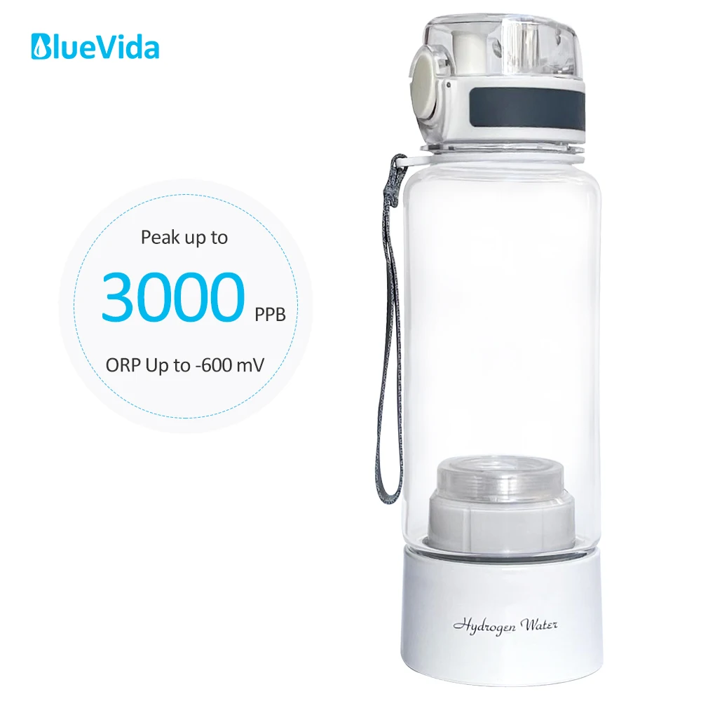 Bluevida new sports style SPE & PEM hydrogen water generator, H2 up to 3000ppb and large battery capacity hydrogen water bottle