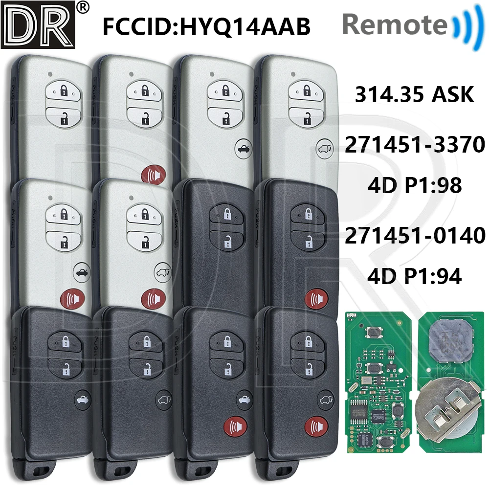

Отличный 4D чип 314 МГц 0140 3370 HYQ14AAB автомобильный дистанционный ключ для Toyota Avalon Corolla Camry RAV4 Highlander Prius Venza Vitz Aqua