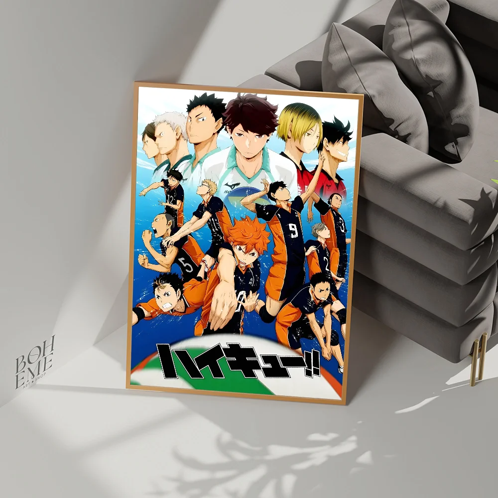 Haikyuu Anime Posters Sticky Decoracion Painting Wall Art White Kraft Paper Wall Decor