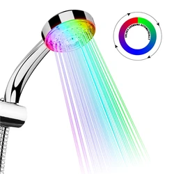 7  Color Changing LED Shower Head Temperature Sensor Handheld Mineral Anion Spa High Pressure Filter Shower Head for Bathroom