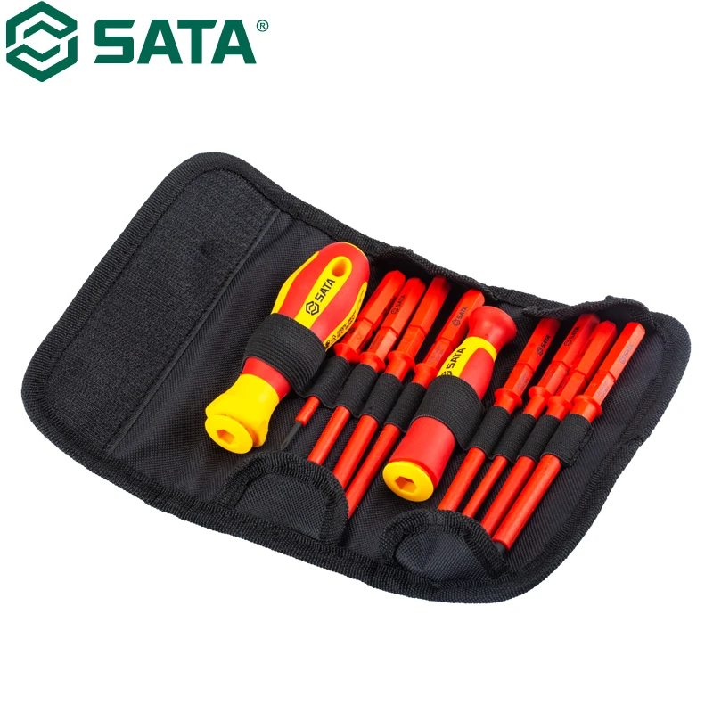 

SATA 09304 10 Interchangeable VDE Insulated And Pressure Resistant Screwdriver Sets High Hardness Sharp Blade Cut Flat