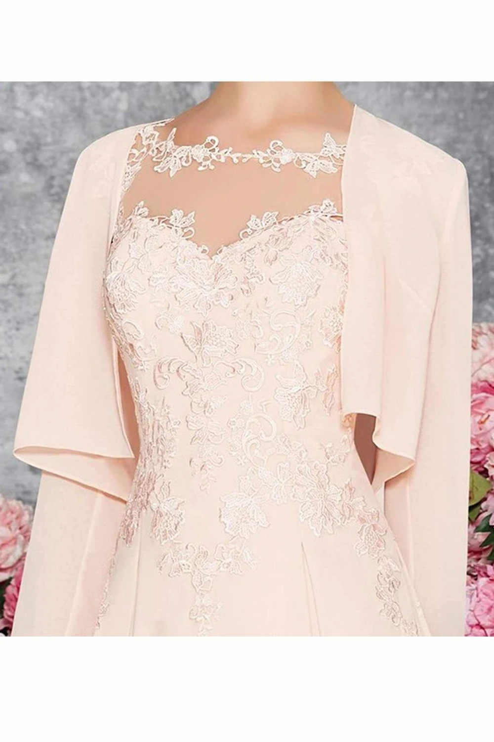 Elegancka sukienka dla matki panny młodej w dużych rozmiarach do kolan szyfonowa aplikacja z marynarką suknia wieczorowa dostosowane Vestidos de fiesta