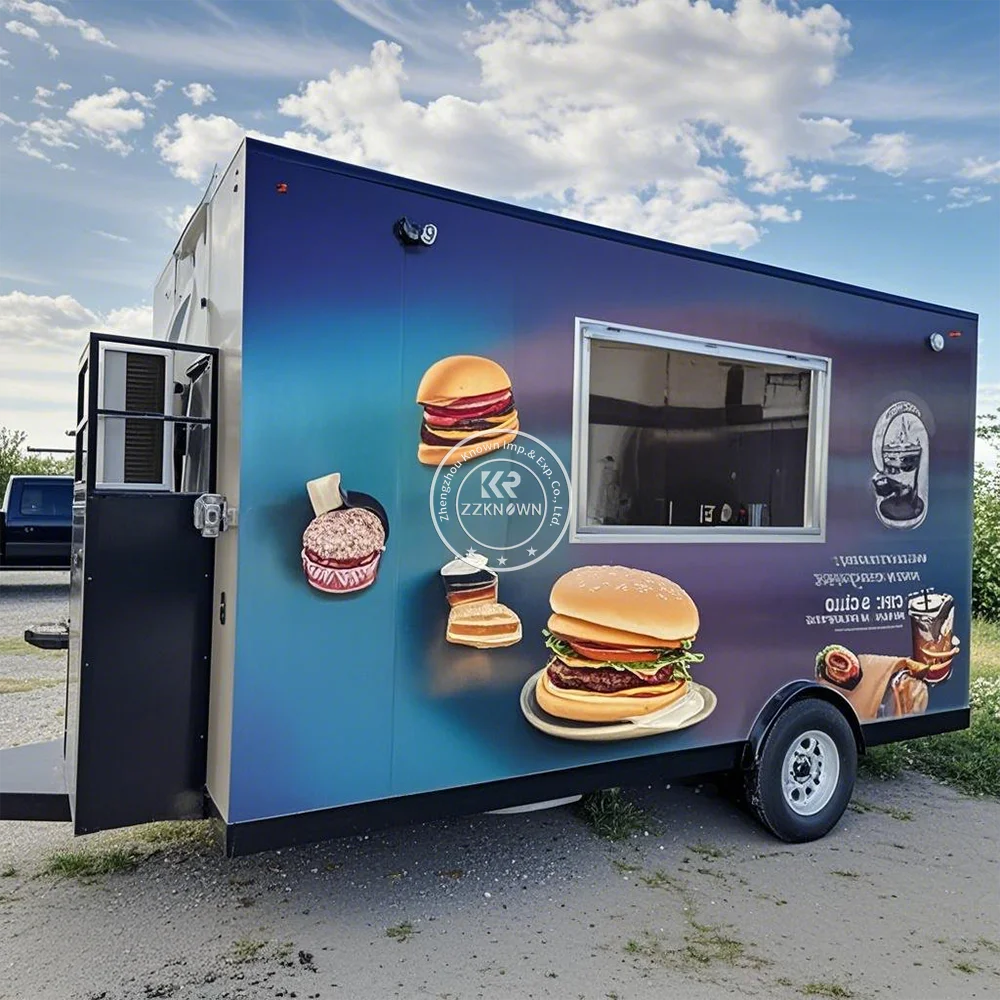 Remolque de comida callejera, cocina móvil, carrito para perros calientes y Pizza totalmente equipado, camión de comida rápida de concesión con equipos de cocina