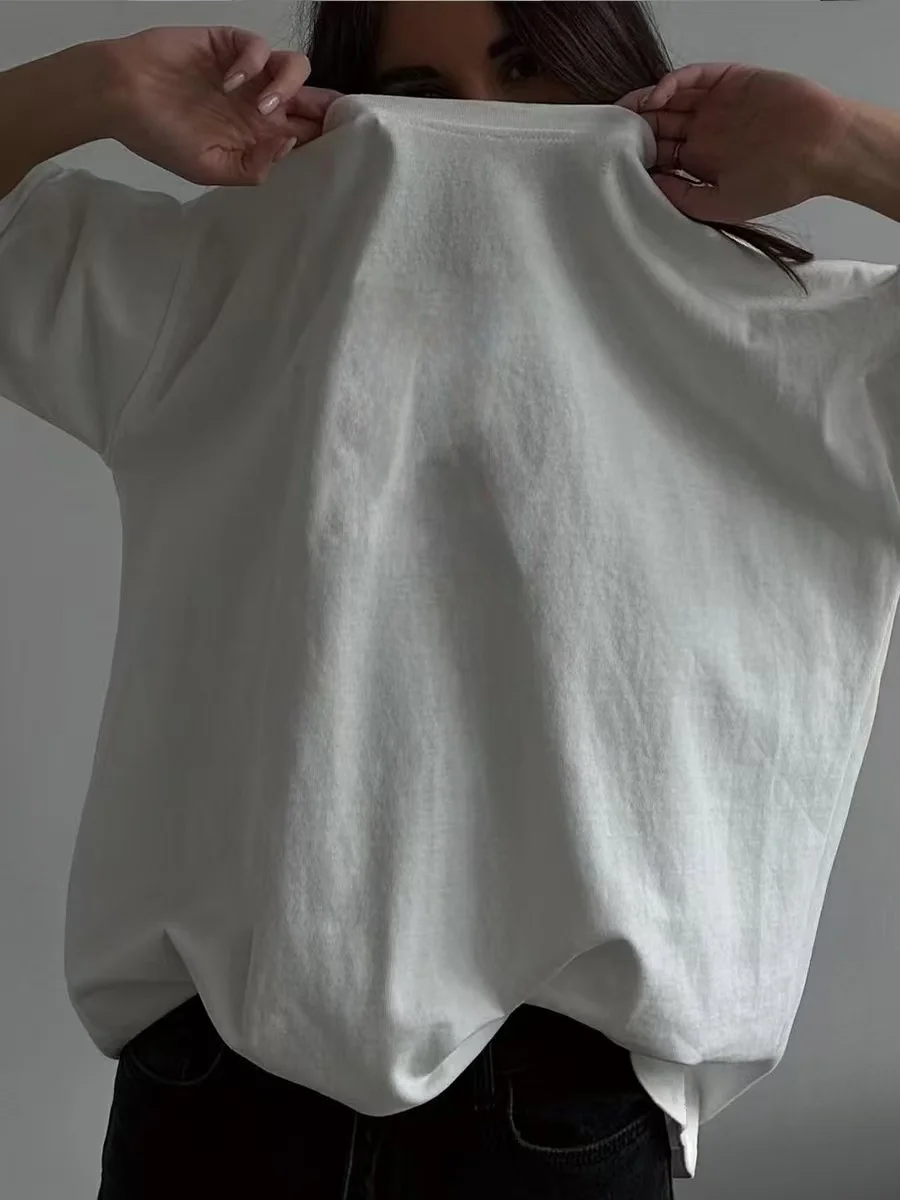 Cseta Informal Hoada de Aodón con Estampado de Manga Corta, Top Moderno para Mujer, Cuello Redondo, Corte Regular, Cam...