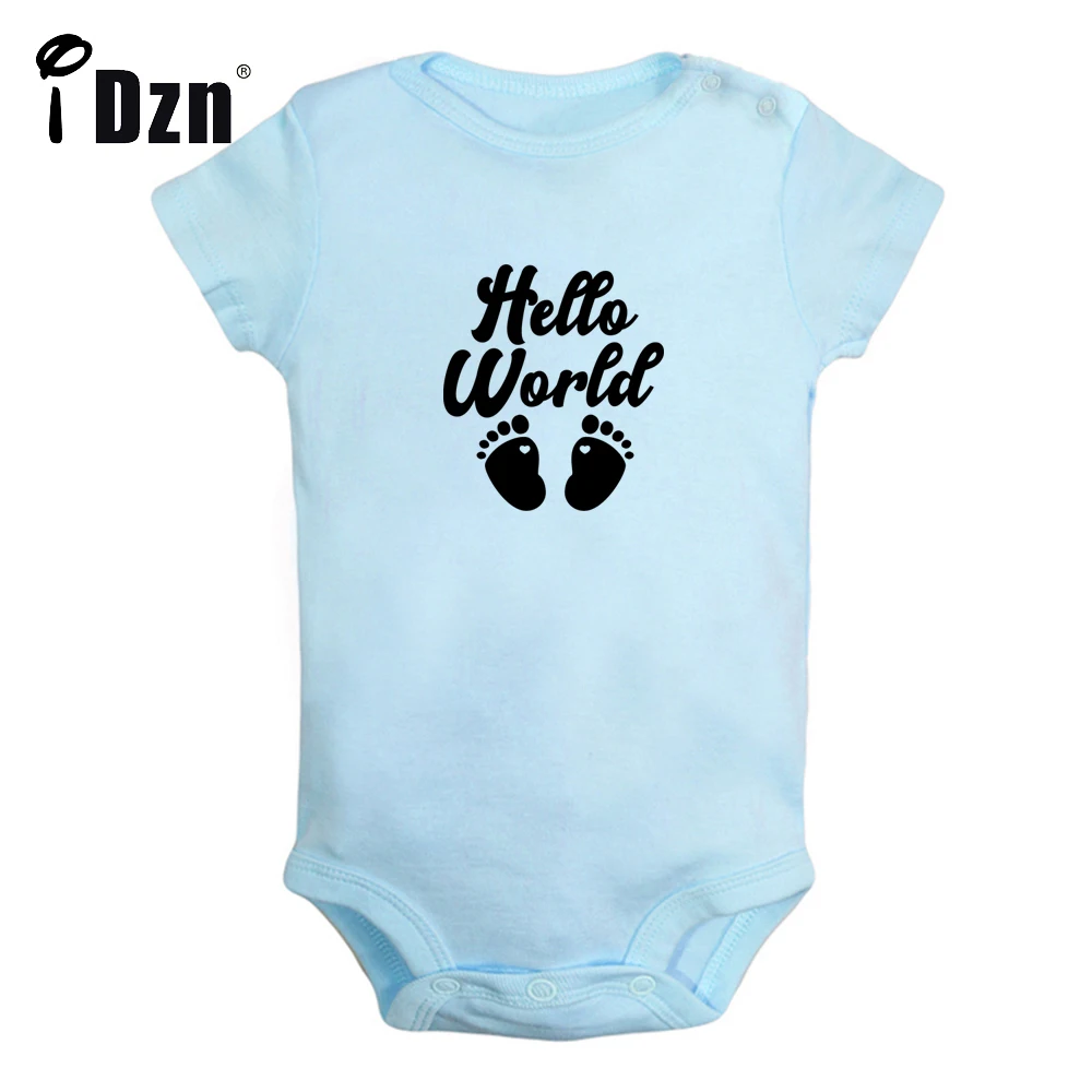 Hello World -Pregnancy Announcement Gifts Cute Fun Print Baby Rompers Boys Girls Bodysuit Infant Short Sleeves Jumpsuit Clothes