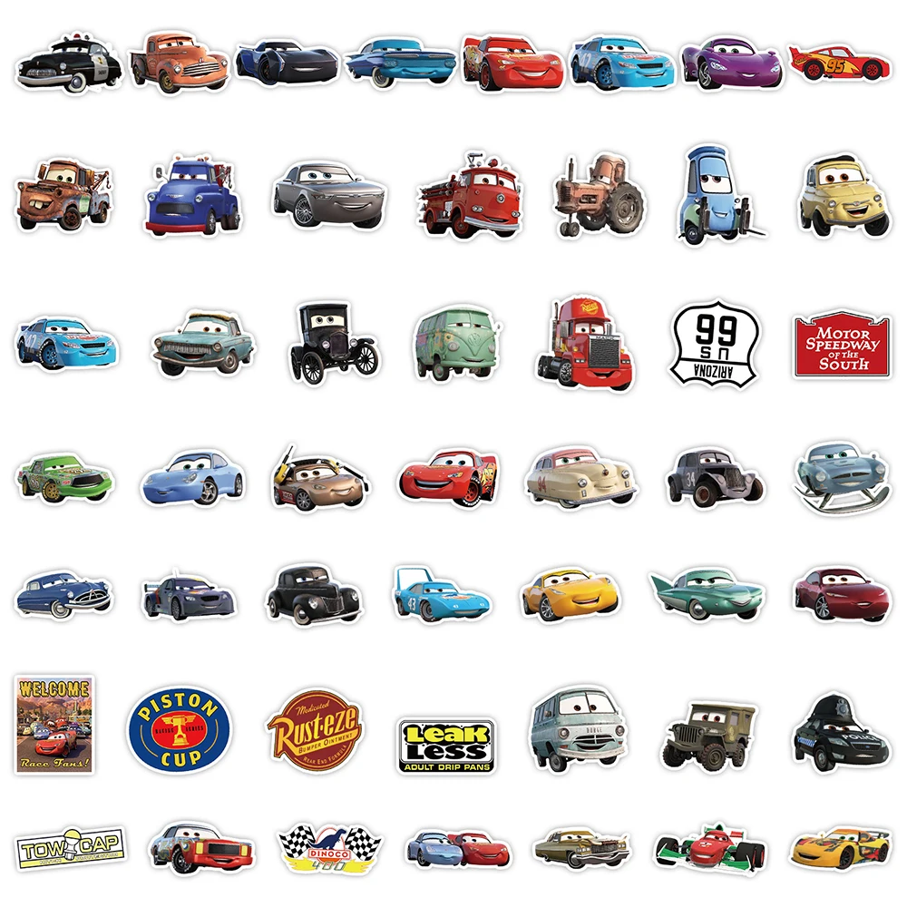 10/30/50pcs Disney Cartoon Cars Sally Carrera Lightning McQueen Stickers for Kids Cool DIY Laptop Car Waterproof Kid Sticker Toy