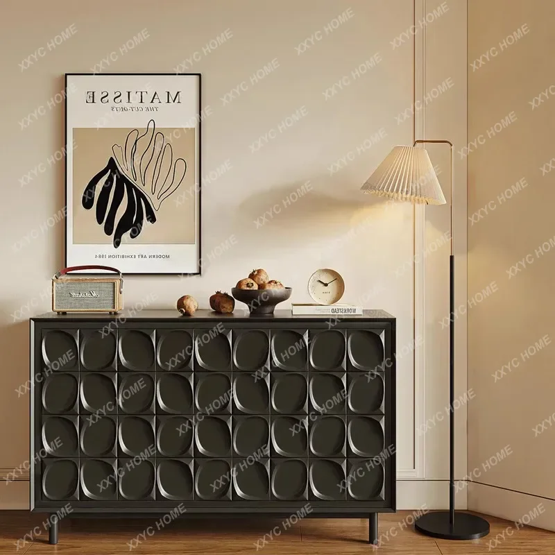 a50 Wine Red Paint Sideboard Cabinet  Minimalist Entrance Shoe Cabinet Solid Wood Storage Tea and Wine Cabinet