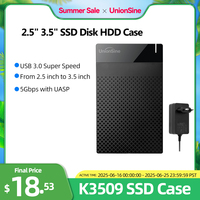 UnionSine 3.5'' HDD Case SATA to USB 3.0 Adapter External Hard Drive Enclosure for 2.5\