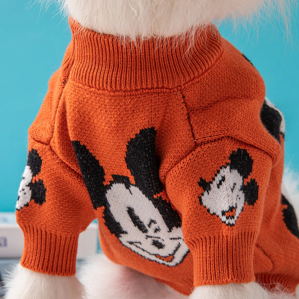 Disney Autumn Winter Warm Dog Sweater Mickey Knitted Pet Sweater Small and Medium Dog Clothes Pet Clothes  Cat Clothes