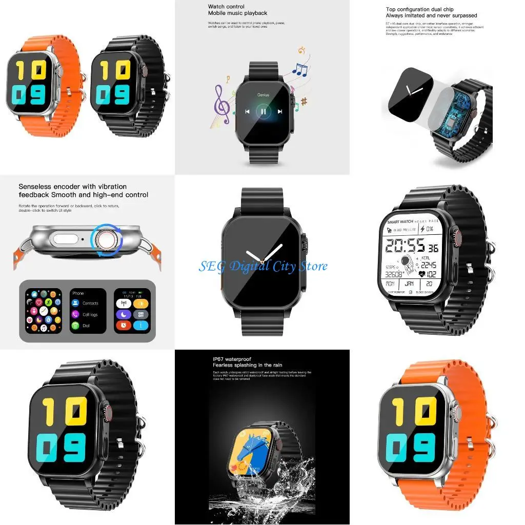 

U75B Watch with Call Function FullTouch Blue tooth Call Smartwatches for Men Women Fitness Heart Rate Monitors