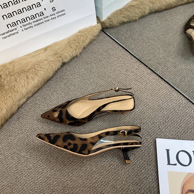 2024 Summer New Women Slipper Fashion Leopard Print Ladies Elegant Flat Shoes Soft Outdoor Dress Sandal Pointed Beach Slides