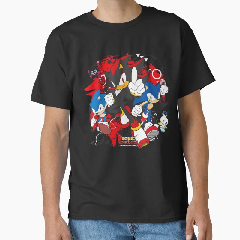 

Funny Racing Cartoon Sonic Shadow the Hedgehog Gift T shirt for man Large size Tops Anime Graphic Print Y2k Clothes Cartoon Tee
