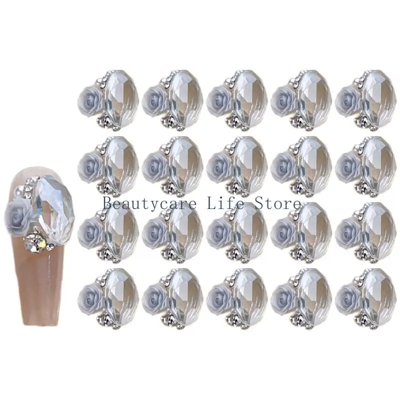652C 4 Pack Rectangle Rhinestones Nails Art Charms Crystal Charms