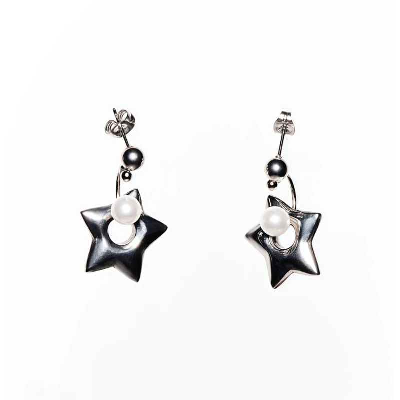 Classical Five Point Star Pearls Earrings C Back Closure Elegant Accessory