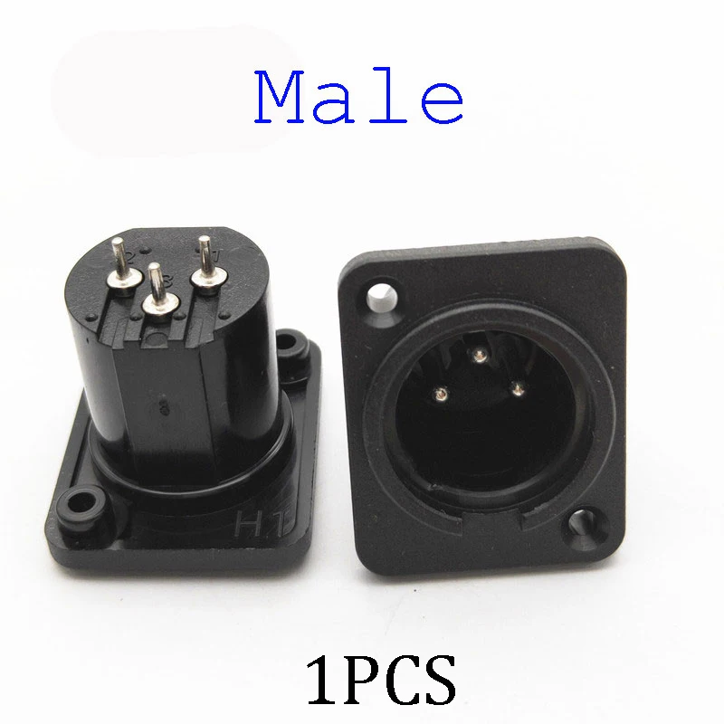 2pcs 3-pin male female internal/external direct audio XLR three core speaker socket plastic panel installation connector