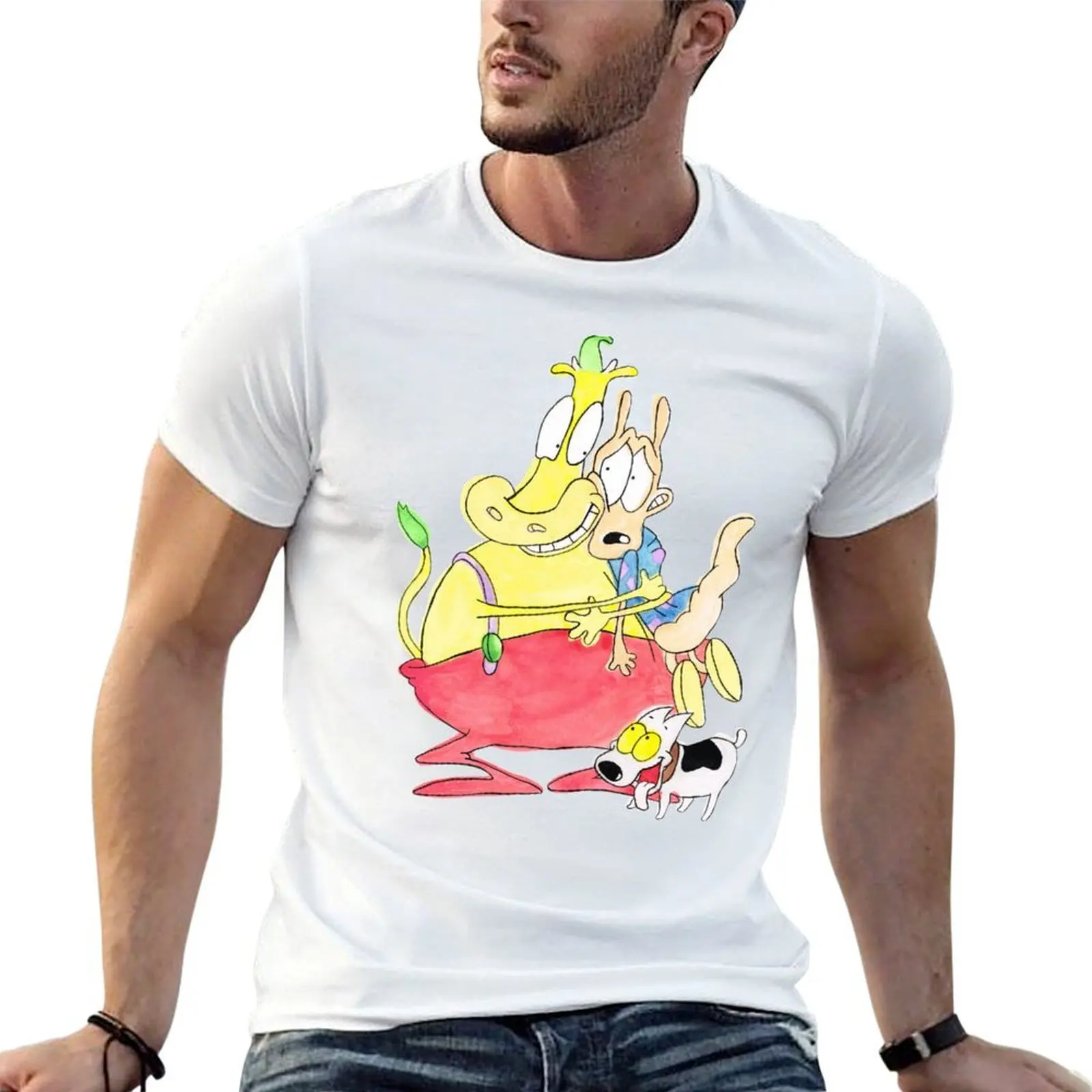 

Rocko, Heffer and Spunky T-Shirt man t shirt summer printed t shirts for man T-Shirt