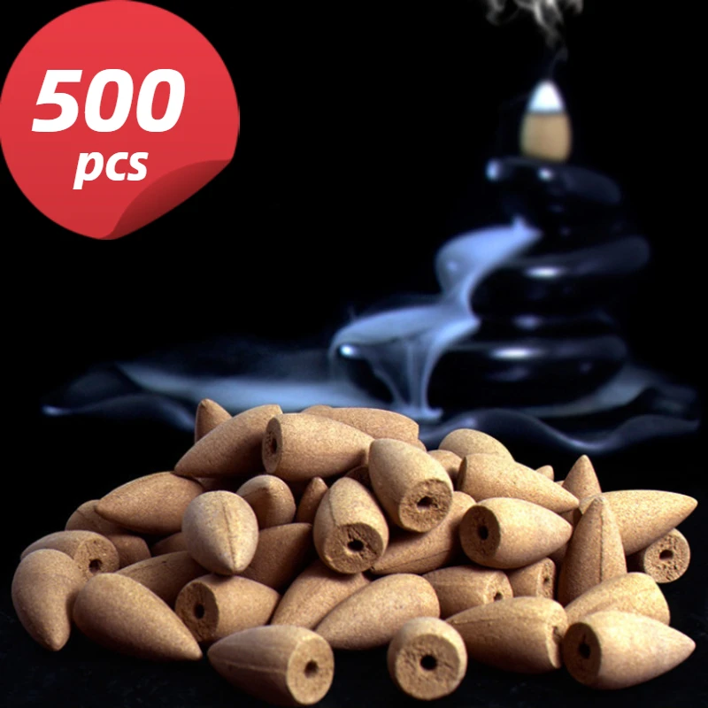 100/200/500 Pieces Backflow Incense Cones Mixed Natural Scent Waterfall Inciensos Cones Tower Incense Backflow Incense Bullet