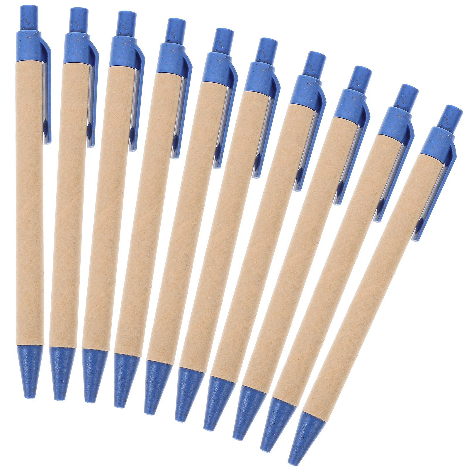

10pcs Blue Ballpoint Pens Smooth Writing Retractable Metal Bulk Classroom Stationery Gifts Practical Office Supplies