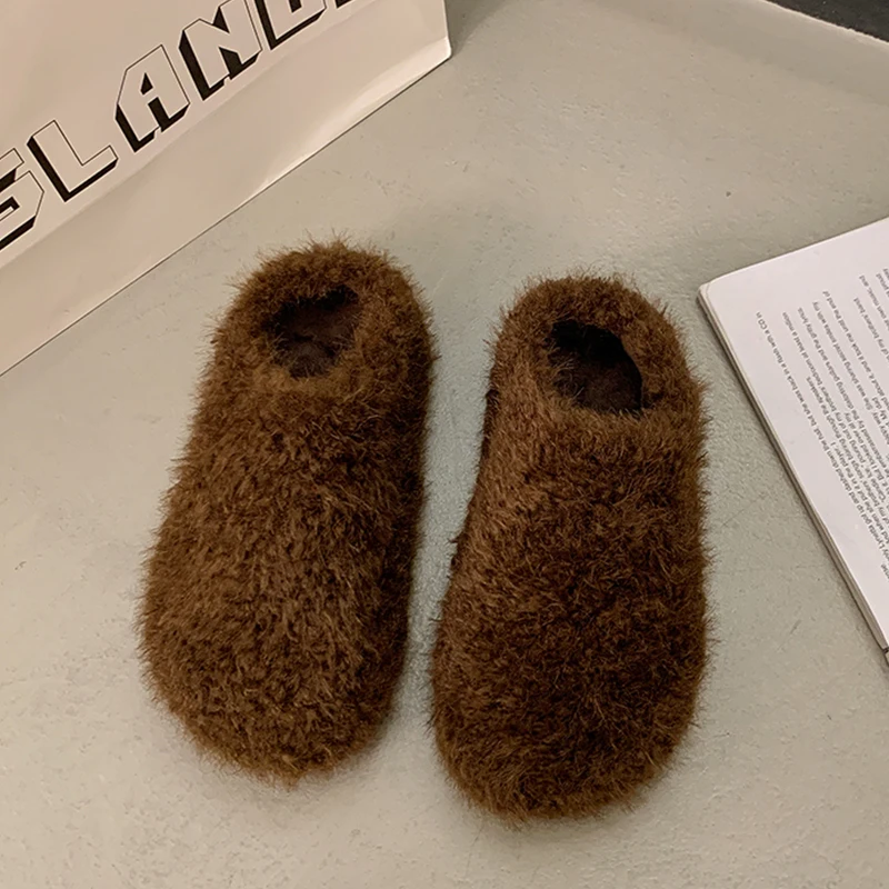 

Зимние женские тапочки на меху, короткие плюшевые теплые туфли-лодочки, модные домашние хлопковые тапочки, 2021, женские прогулочные новые брендовые женские Zapatos