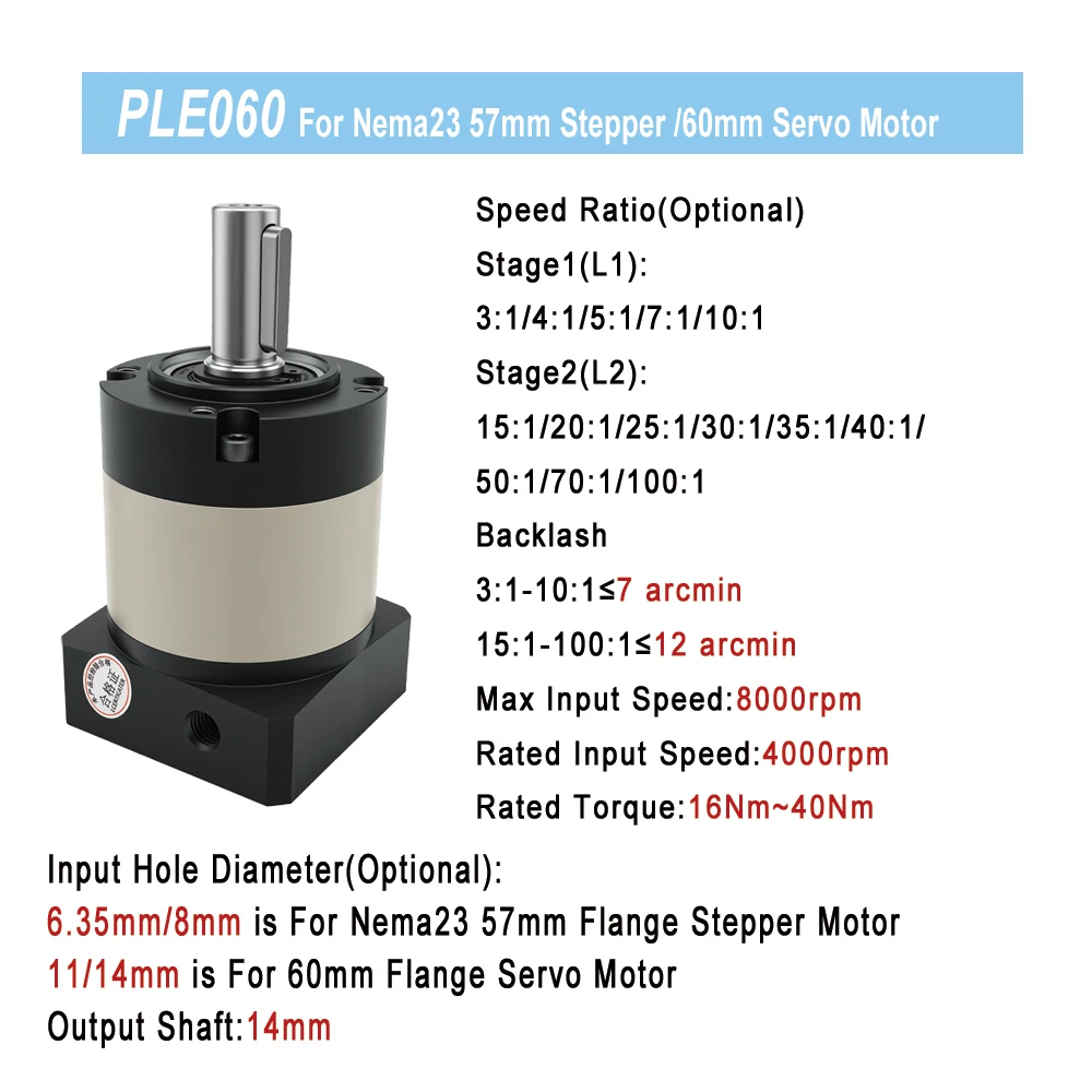 Round Flange Planetary Gearbox Step-down 100/110/130/180mm Motor Reducer for 3Phase Nema42/52 Stepper 1/1.5/2/3KW Servo